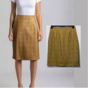 Jones New York Yellow Plaid Pencil Pencil Skirt Size 12